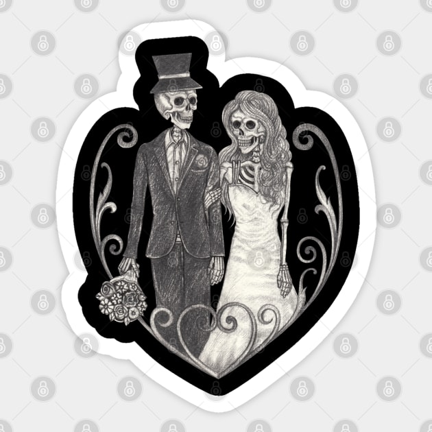 Skeletons loves couple wedding. Sticker by Jiewsurreal